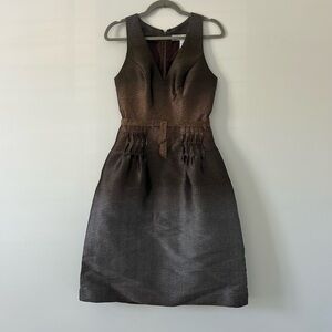 Carolina Herrera Bronze Silver Black Ombre Sleeveless V Neck Cocktail Dress 2